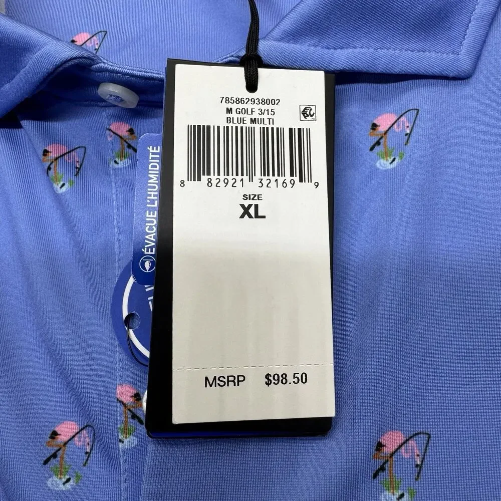 NEW RLX Ralph Lauren Printed Lightweight Airflow Jersey Flamingo Golf Polo XL
